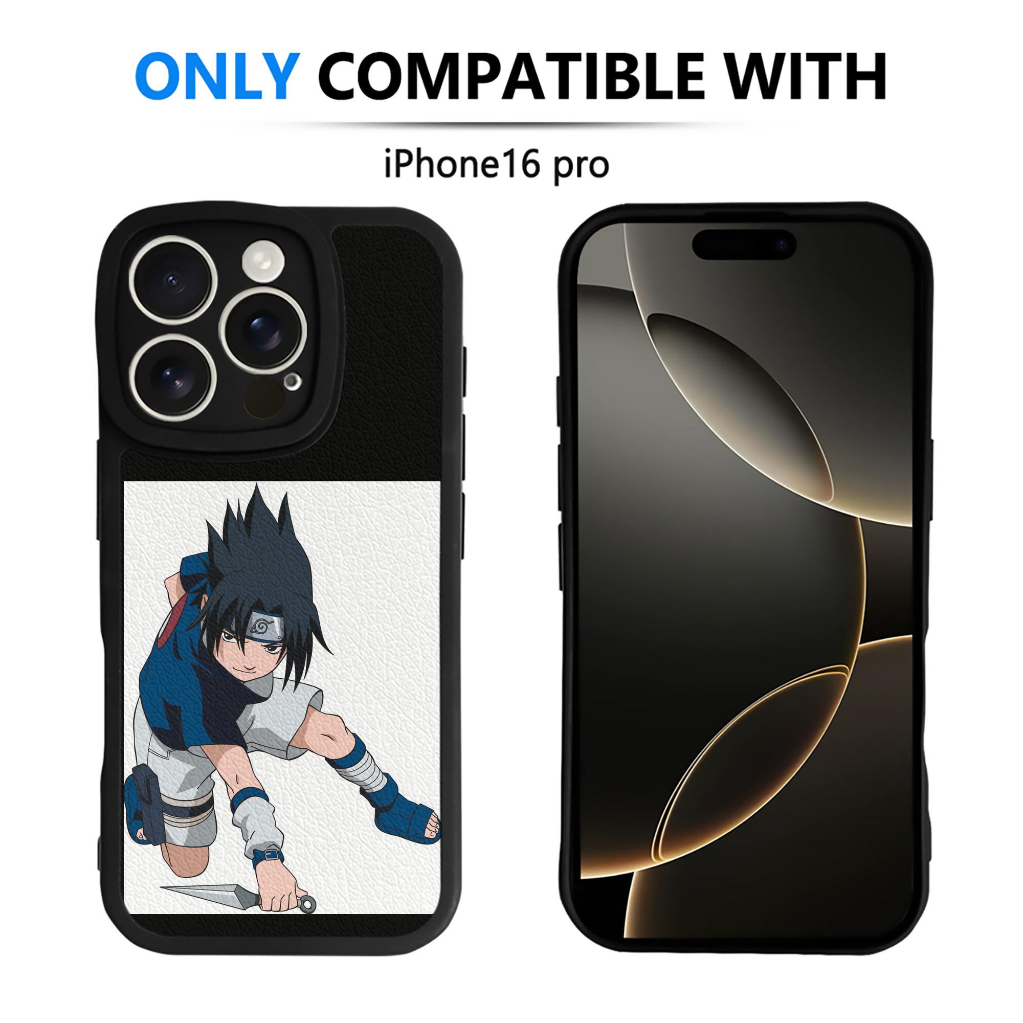 （画像用） NARUTO -ナルト- うちは サスケ Uchiha Sasuke 【iPhone 16シリーズ対応】シリコンスマホケース（レザー調） 材質：シリコン